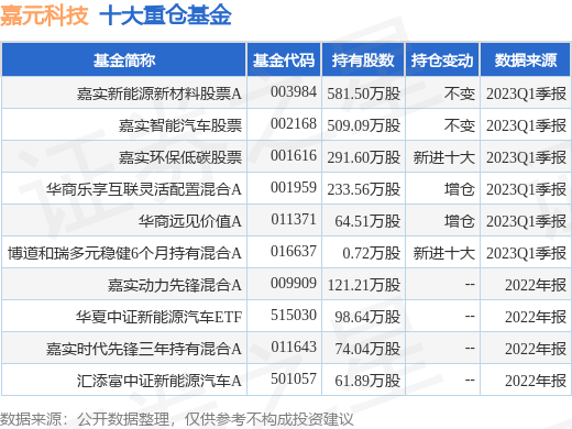 6月2日嘉元科技涨8.03%，嘉实新能源新材料股票A基金重仓该股
