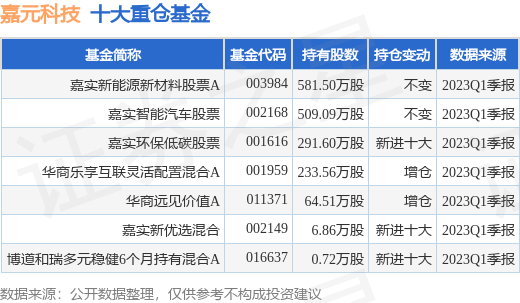 6月30日嘉元科技涨5.32%，嘉实新能源新材料股票A基金重仓该股
