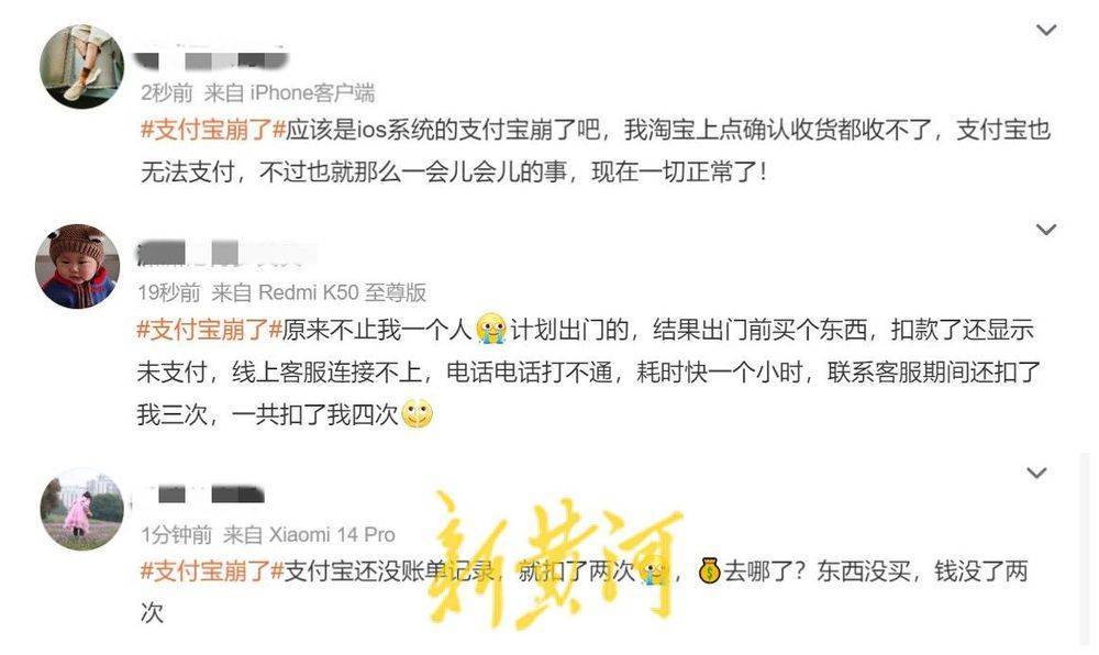 支付宝崩了<strong></p>
<p>币圈路漫漫</strong>!多名用户遭遇多重扣款问题 | 大鱼财经