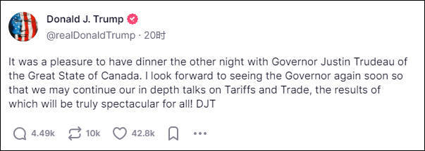 特朗普公开嘲讽特鲁多:加拿大州州长<strong></p>
<p>币源网</strong>,期待再次相见