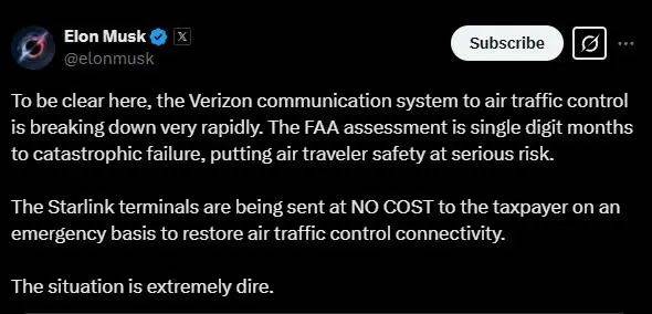 马斯克:正紧急动用“星链”