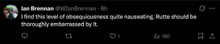 特朗普晒北约秘书长“谄媚”私人短信<strong></p>
<p>币圈吧</strong>,网友看不下去了:有点反胃