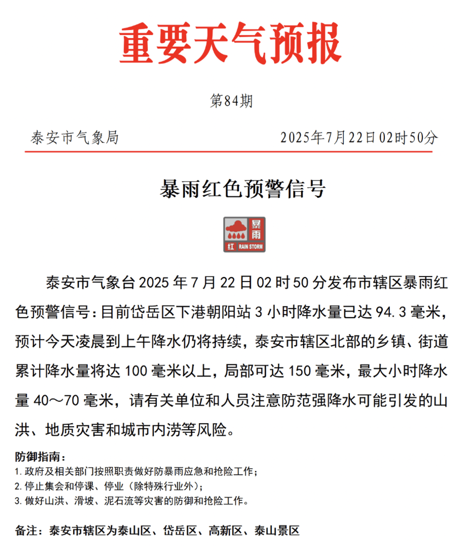 紧急提醒<strong></p>
<p>币圈最近情况</strong>!泰安暴雨红色预警信号已发布!非必要不外出!