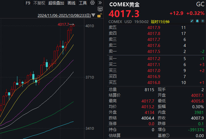 见证历史<strong></p>
<p>龙渊币</strong>!黄金期货价格首次突破4000美元/盎司