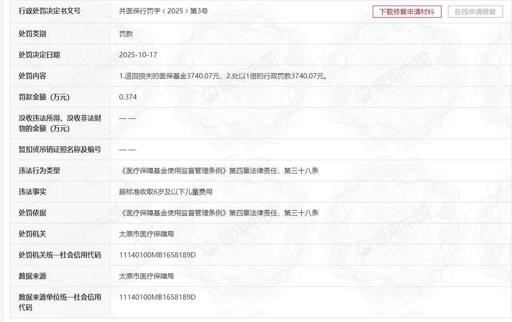 山西省儿童医院超收6岁以下儿童费用<strong></p>
<p>币圈营销</strong>,退罚金额合计超7400元